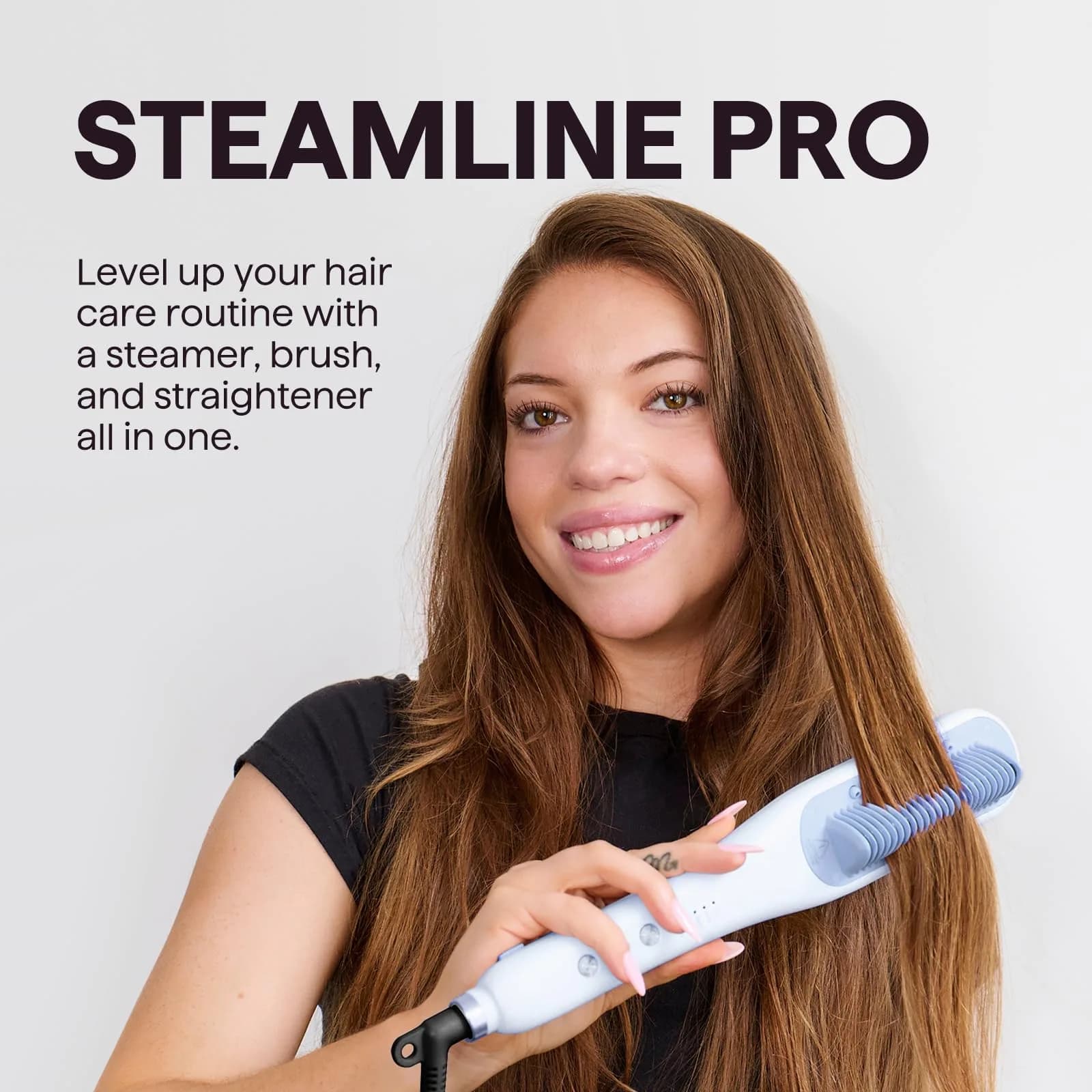 Wavytalk Steam Hair Straightener Brush with Hydro-Infusion Steam Technology, 2.0m Cord, Blue | 410°F Max Heat, 10-15 Min Styling thumbnail 2