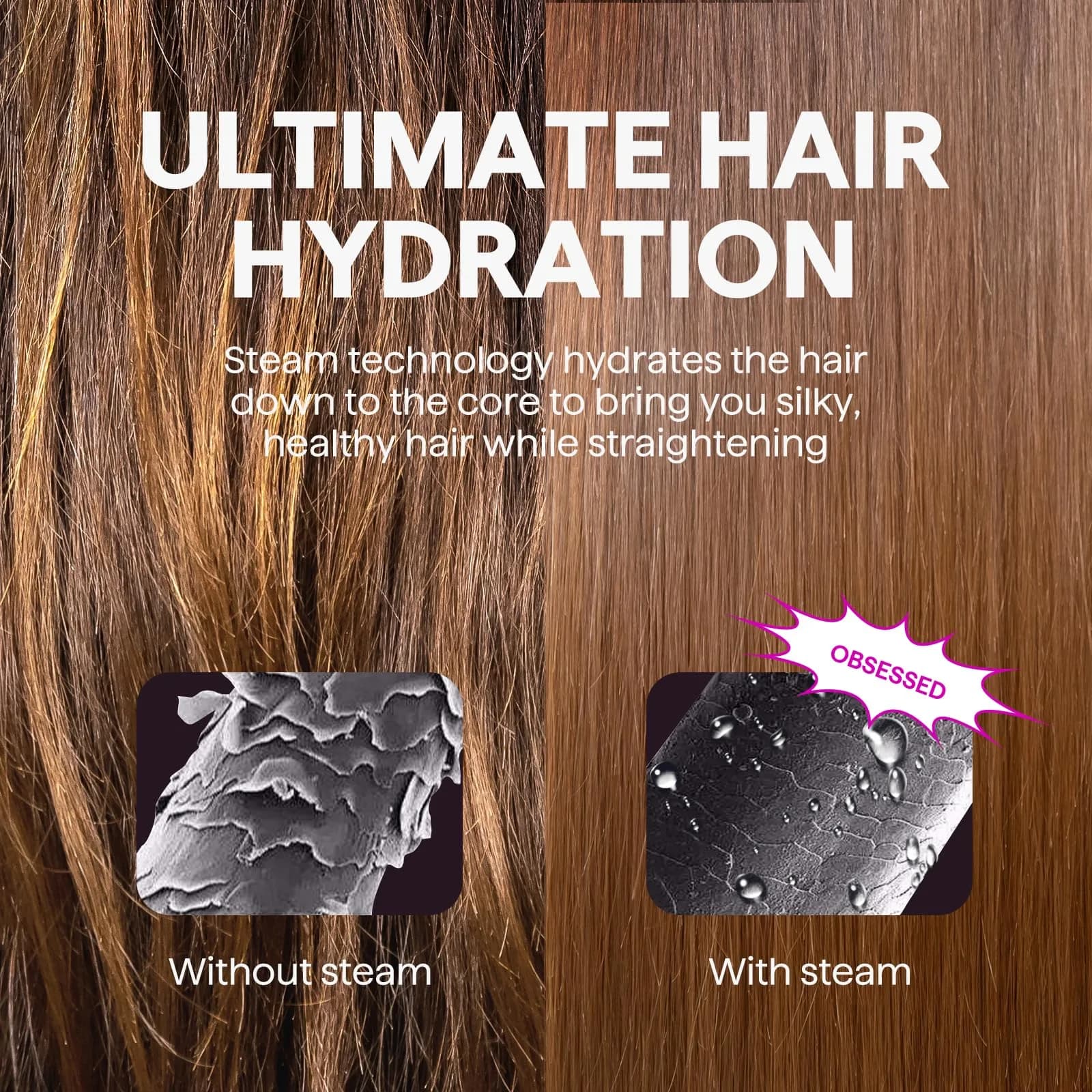 Wavytalk Steam Hair Straightener Brush with Hydro-Infusion Steam Technology, 2.0m Cord, Blue | 410°F Max Heat, 10-15 Min Styling thumbnail 3