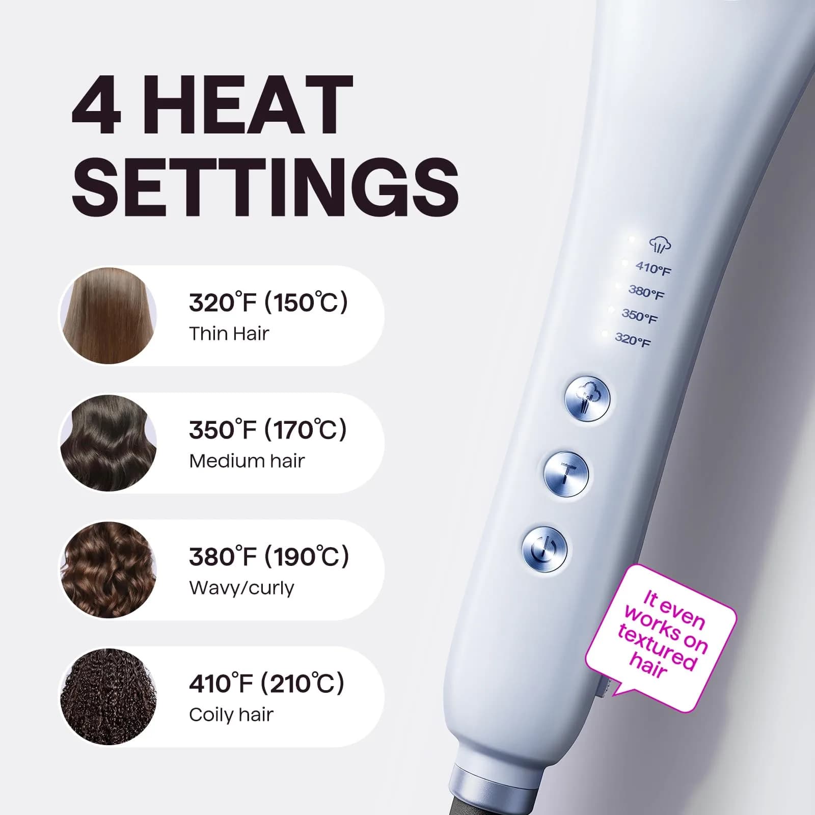 Wavytalk Steam Hair Straightener Brush with Hydro-Infusion Steam Technology, 2.0m Cord, Blue | 410°F Max Heat, 10-15 Min Styling thumbnail 4