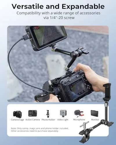 SmallRig 9.8" Articulating Magic Arm with Super Clamp & Phone Holder | 220mm (8.6") Black thumbnail 4