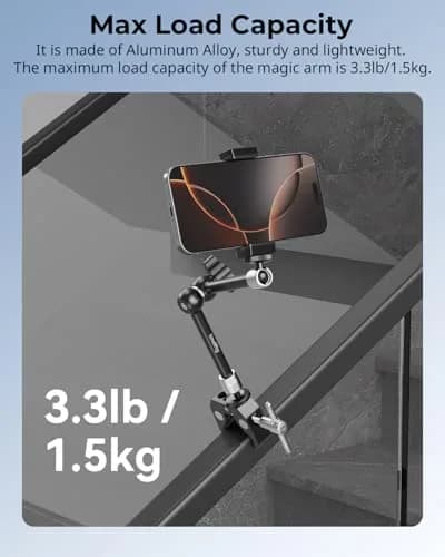 SmallRig 9.8" Articulating Magic Arm with Super Clamp & Phone Holder | 220mm (8.6") Black thumbnail 7