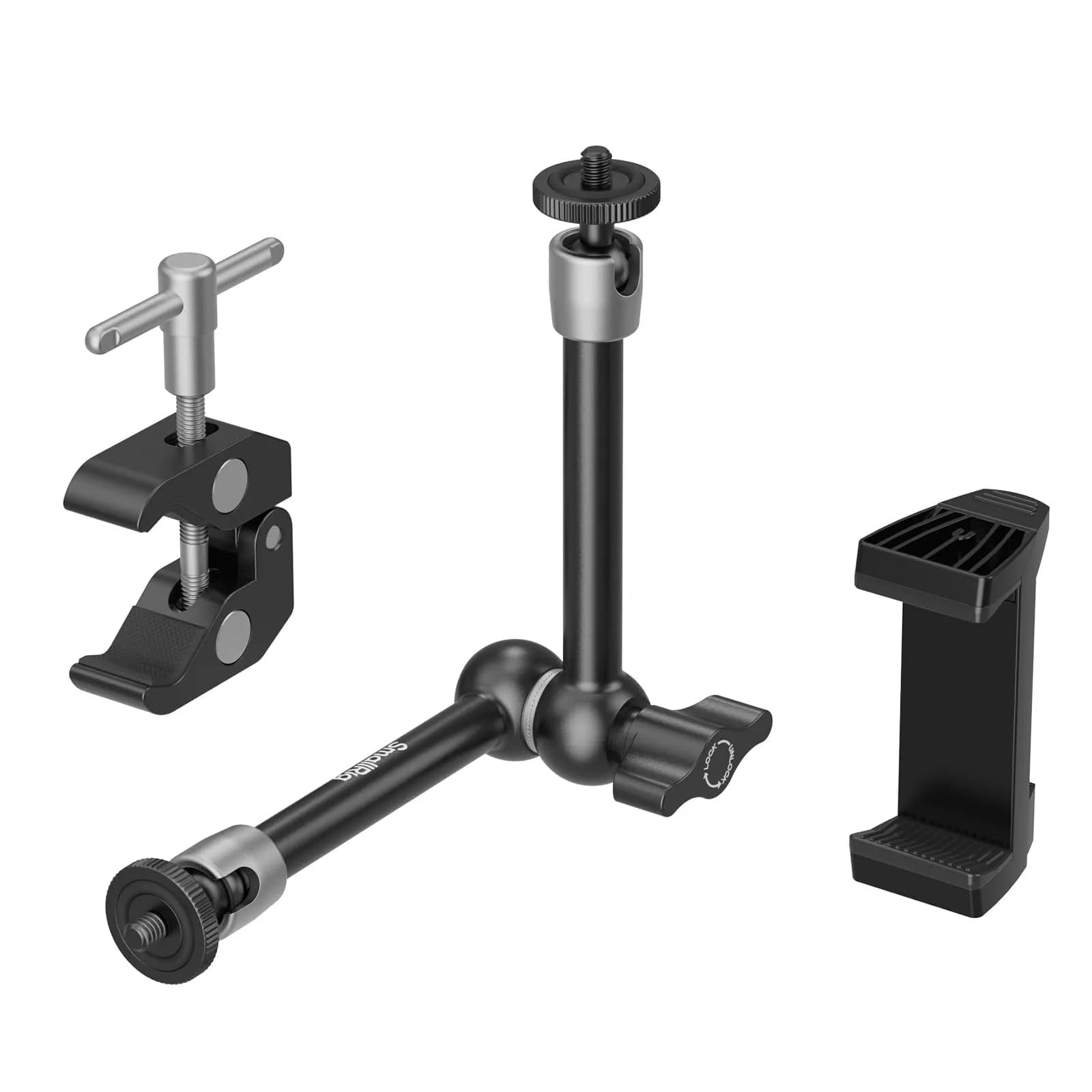 SMALLRIG Super Clamp with Articulating Magic Arm 13.9 cm (5.5") | Mounts Cameras, Lights, Monitors — 9.8''+phone clamp