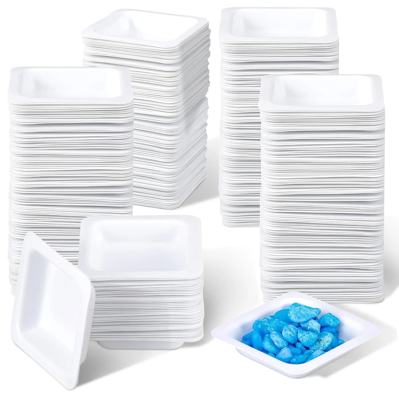Saysurey 300 Pcs Plastic Weigh Boats 7ml | Disposable Lab Trays for Powder, Epoxy, Food Samples