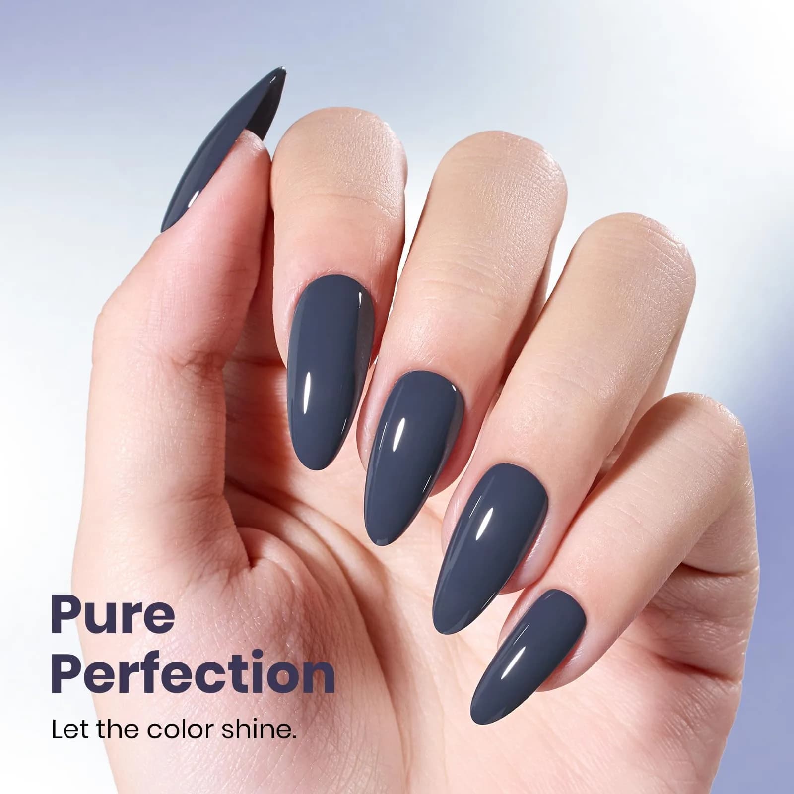 Beetles Gel Polish Crown Blue 15ml | Dark Grey Gel Nail Polish for India - view 3
