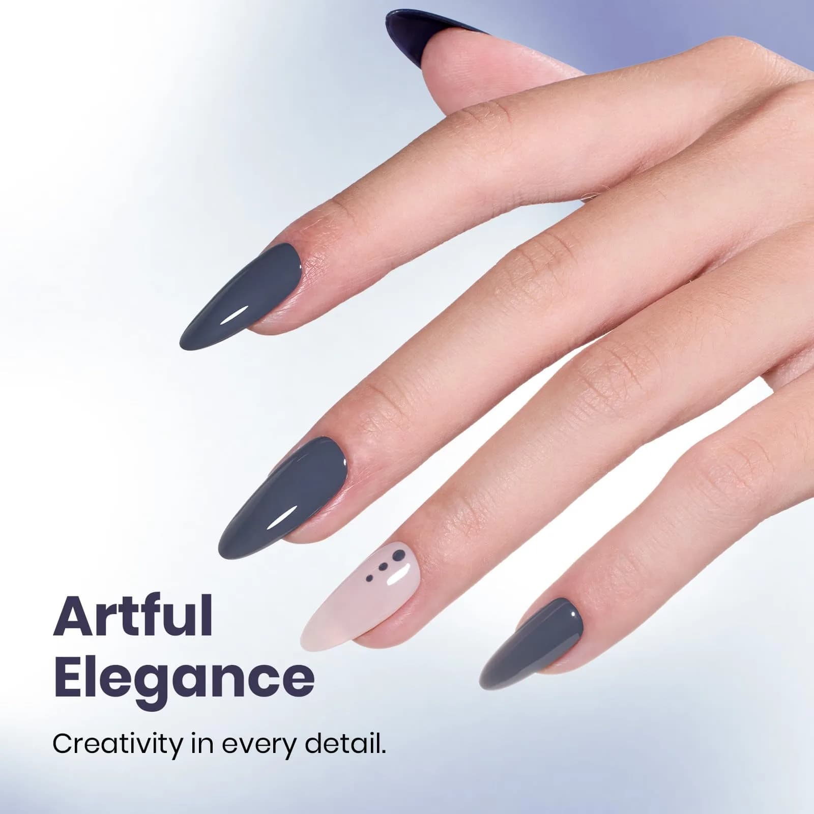 Beetles Gel Polish Crown Blue 15ml | Dark Grey Gel Nail Polish for India - view 4
