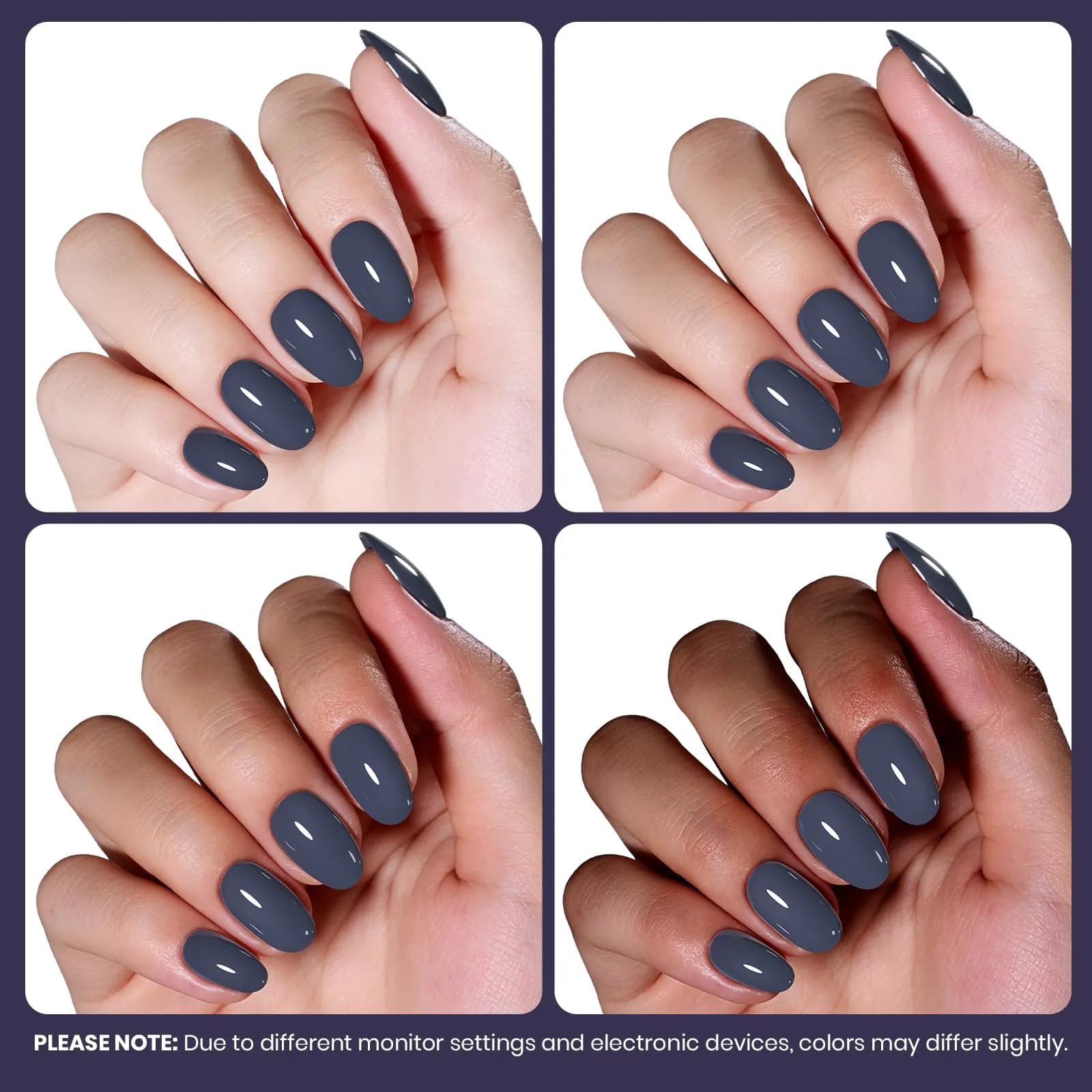 Beetles Gel Polish Crown Blue 15ml | Dark Grey Gel Nail Polish for India - view 5