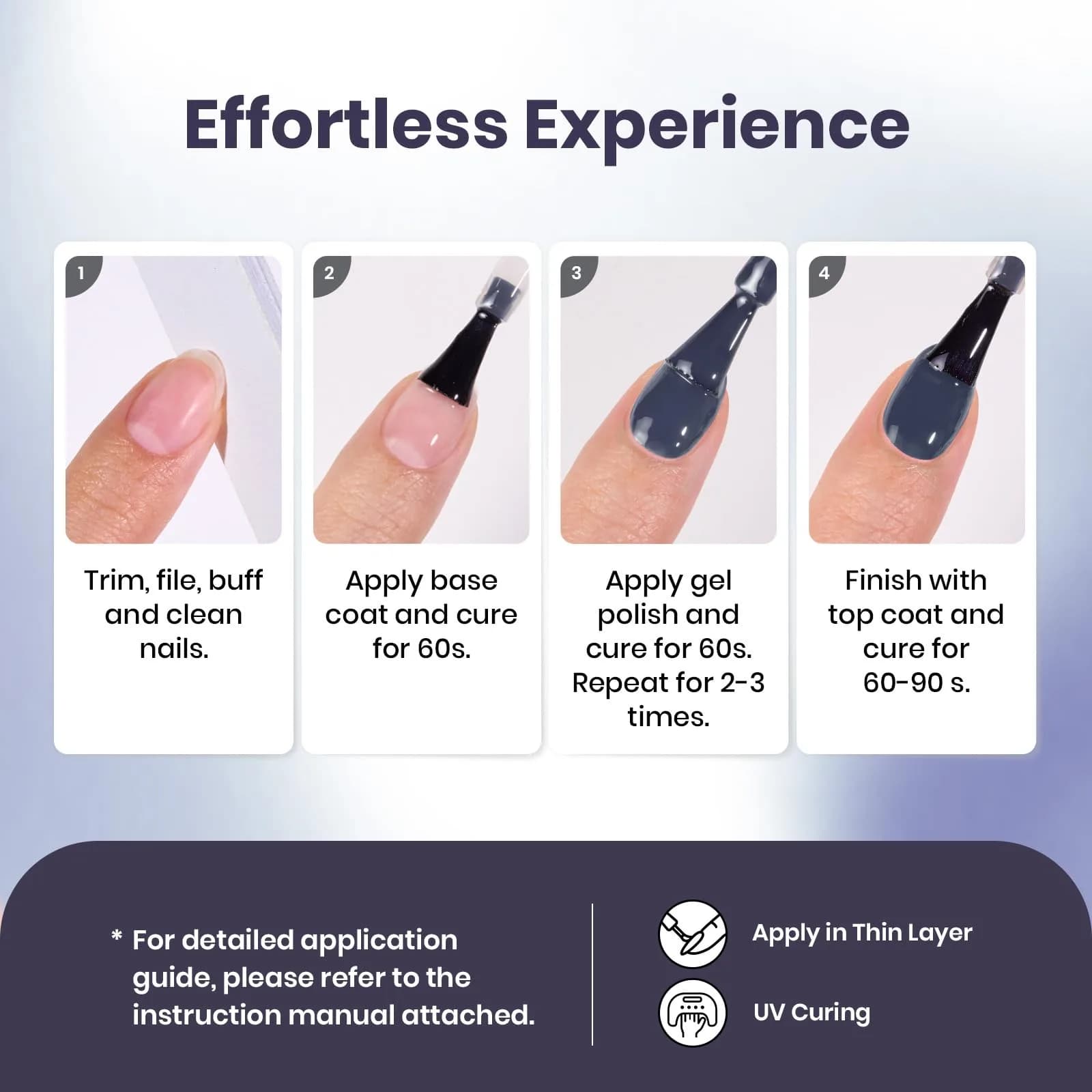 Beetles Gel Polish Crown Blue 15ml | Dark Grey Gel Nail Polish for India - view 7