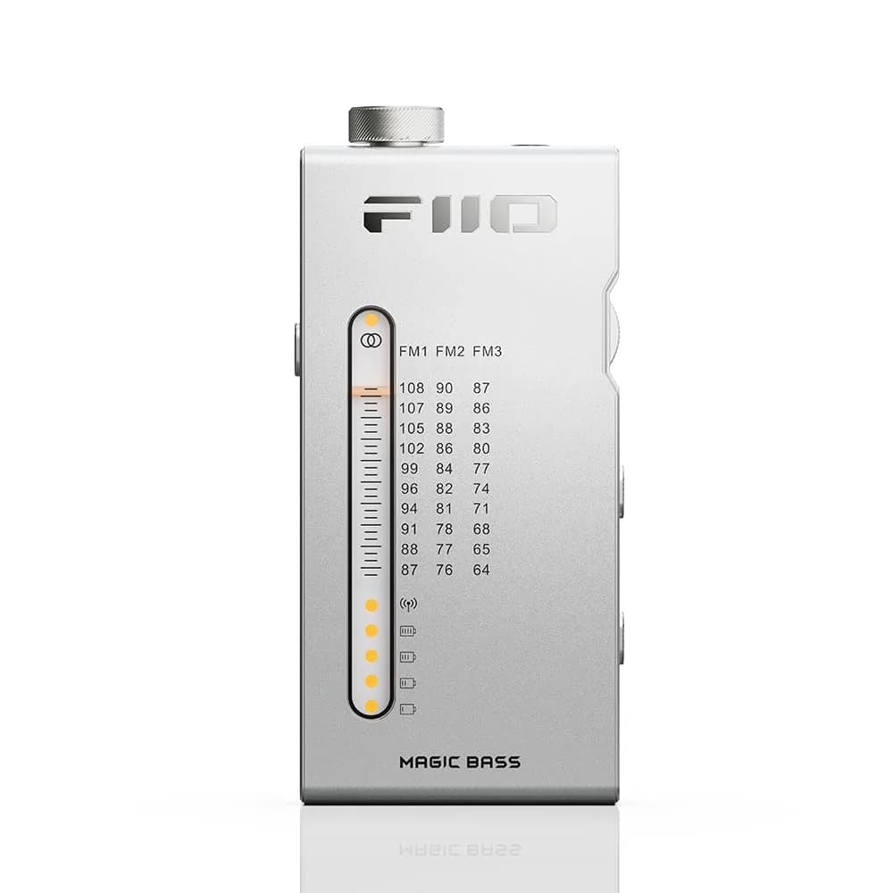 FiiO RR11 Portable HiFi FM Stereo Radio Receiver with Analog PVR Tuning, BASS+3D Sound Effects, 64MHz-108MHz (Silver, 1.57" x 3.31" x 0.51" / 4.19 x 8.41 x 1.3cm) — Silver