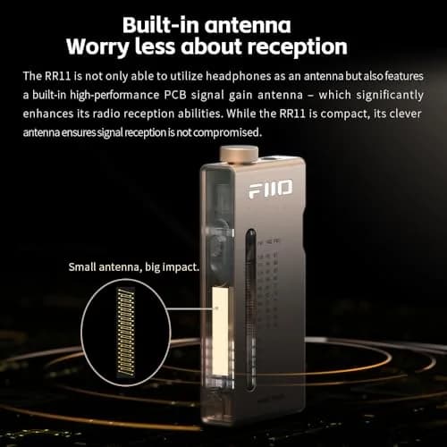 FiiO RR11 Portable HiFi FM Stereo Radio Receiver Titanium Gold | Analog PVR Tuning thumbnail 8