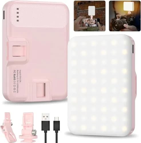 Hagibis Pink Camera Continuous Light 60 LED | Rechargeable Selfie Lighting with 7 Modes & 10 Brightness Levels thumbnail 1