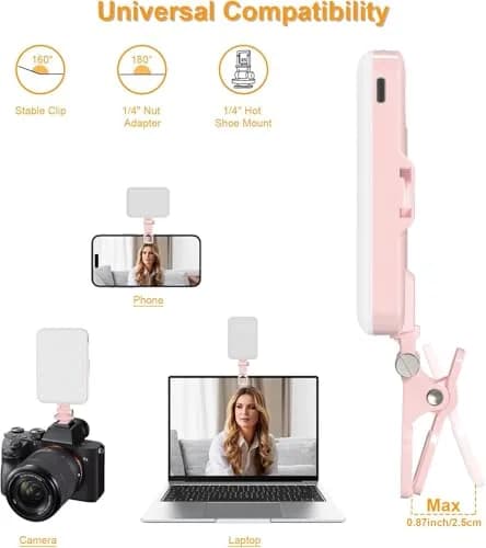 Hagibis Pink Camera Continuous Light 60 LED | Rechargeable Selfie Lighting with 7 Modes & 10 Brightness Levels thumbnail 4