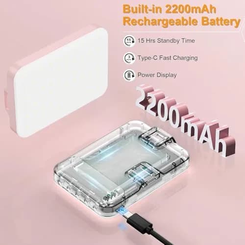 Hagibis Pink Camera Continuous Light 60 LED | Rechargeable Selfie Lighting with 7 Modes & 10 Brightness Levels thumbnail 2