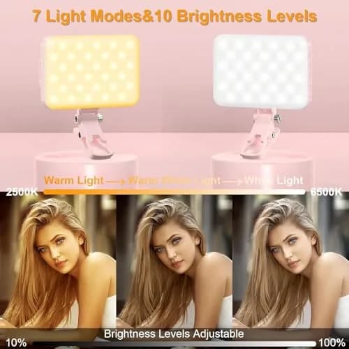 Hagibis Pink Camera Continuous Light 60 LED | Rechargeable Selfie Lighting with 7 Modes & 10 Brightness Levels thumbnail 3