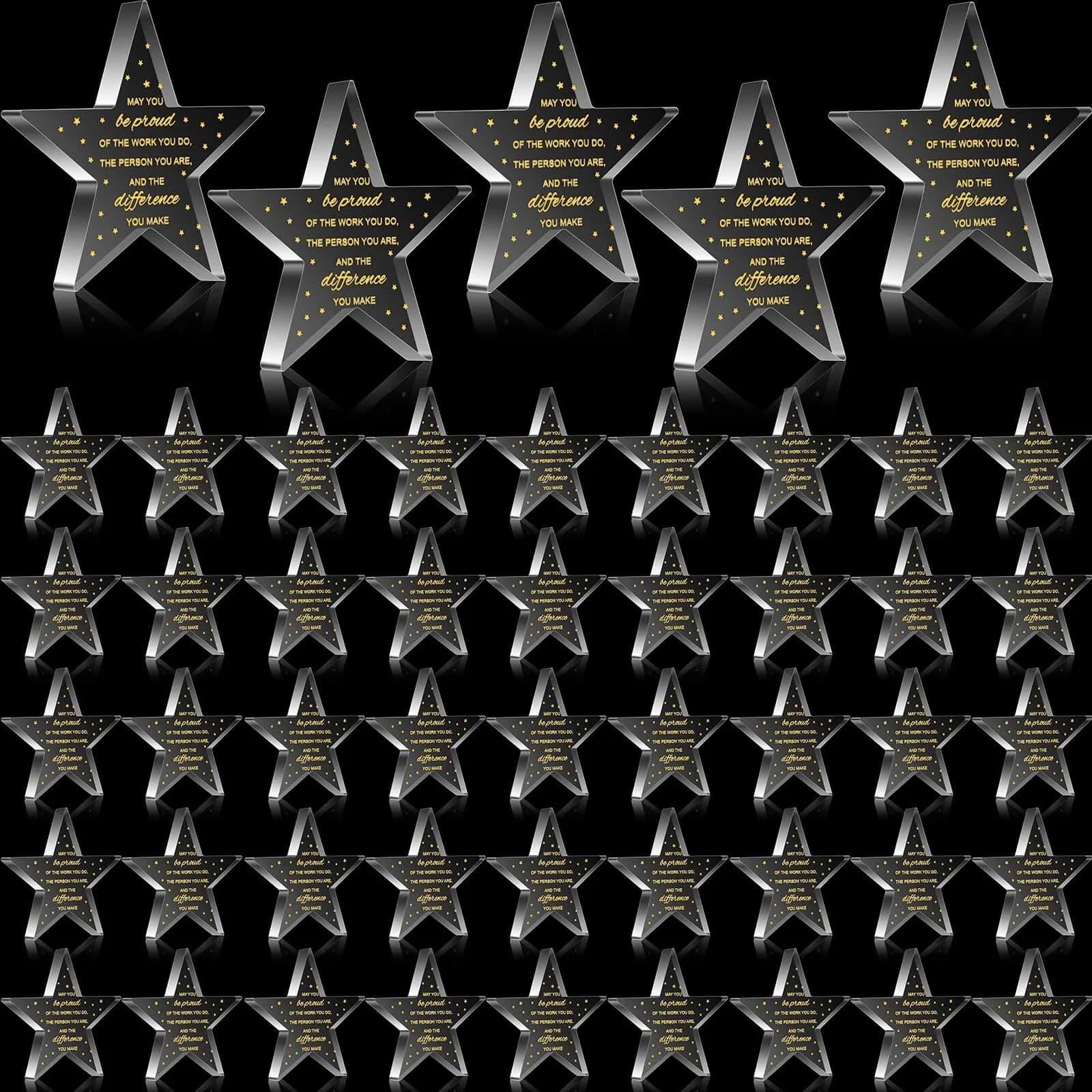 Huquary Acrylic Appreciation Trophies 50 Pcs (12.7cm / 1.02kg) | Motivational Pentagram Awards for Colleagues — Pentagram