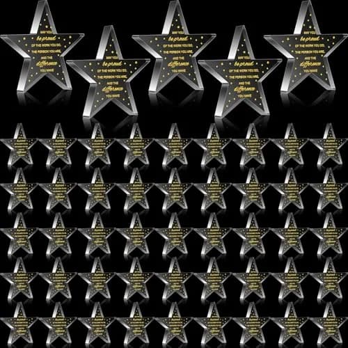 Huquary Acrylic Appreciation Trophies 50 Pcs (12.7cm / 1.02kg) | Motivational Pentagram Awards for Colleagues thumbnail 1