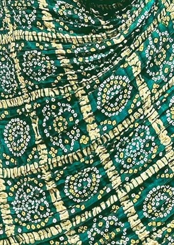 TRENDMALLS Bandhej Chinon Silk Dupatta for Women, 220cm x 120cm | DarkGreen Geometric Print with Tassels thumbnail 6