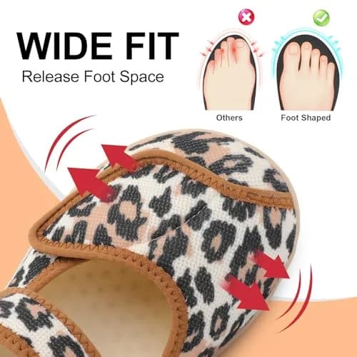 JOINFREE Women's Wide Diabetic Slippers with Adjustable Strap & Leopard Print | Size 7 Wide (26.7cm / 10.5in) thumbnail 2