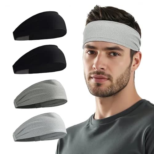 Sukeen Cooling Headbands for Men 4 Pack, Moisture Wicking Headbands for Gym 21.26"-23.62" (54-60 cm) thumbnail 1