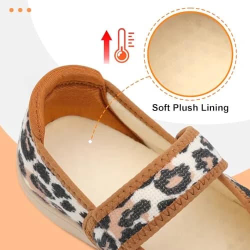 JOINFREE Women's Wide Comfort Diabetic Slippers with Adjustable Strap & Leopard Print | Size 9 Wide (25.4cm / 9.9in) thumbnail 4