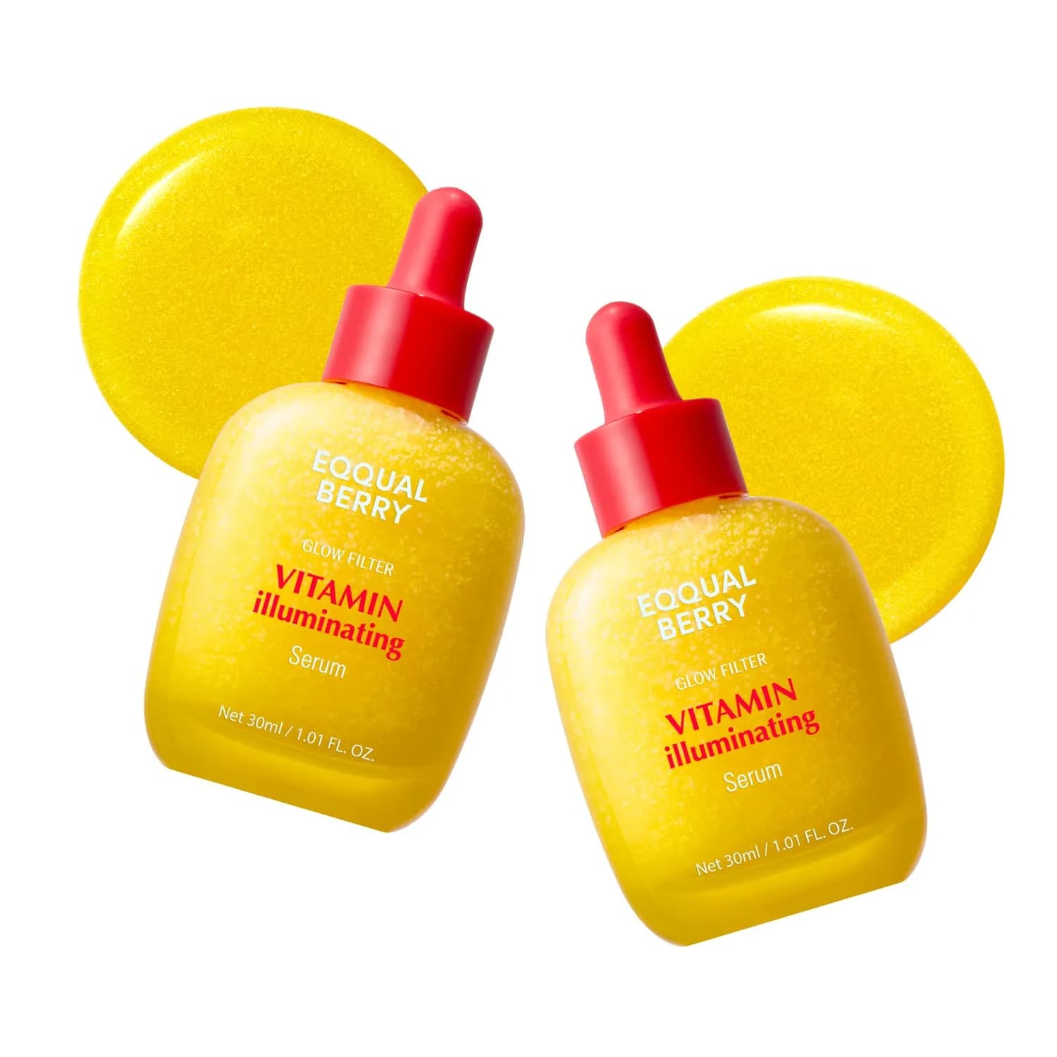 EQQUALBERRY Vitamin Illuminating Serum with Niacinamide 4% + Vitamin C & Hyaluronic Acid, 2x1oz | Korean Skincare - main product image