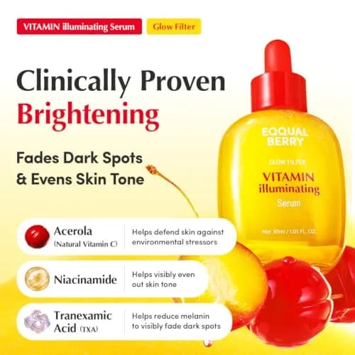 EQQUALBERRY Vitamin Illuminating Serum Double Pack | 60ml (2.02 Fl Oz) | Brightens Dark Spots & Uneven Tone thumbnail 2