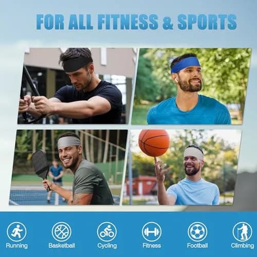Sukeen Cooling Headbands for Men 4 Pack, Sweat Bands Headbands for Running | Instant Cooling Fabric thumbnail 7