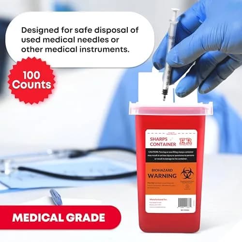 Ever Ready First Aid Sharps Container 1 Quart (100-Count Pack) | Secure Needle, Syringe, Lancet Disposal thumbnail 6