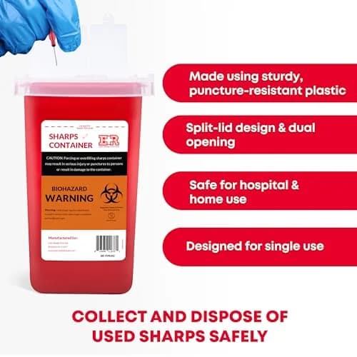 Ever Ready First Aid Sharps Container 1 Quart (100-Count Pack) | Secure Needle, Syringe, Lancet Disposal thumbnail 3