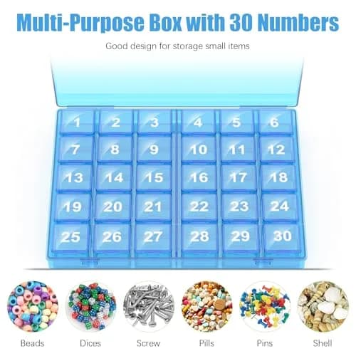 DOHIMGIO 30-Day Monthly Pill Organizer Box with Large Compartments | Easy Open Blue Case for Travel thumbnail 5