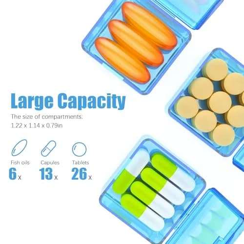 DOHIMGIO 30-Day Monthly Pill Organizer Box with Large Compartments | Easy Open Blue Case for Travel thumbnail 3