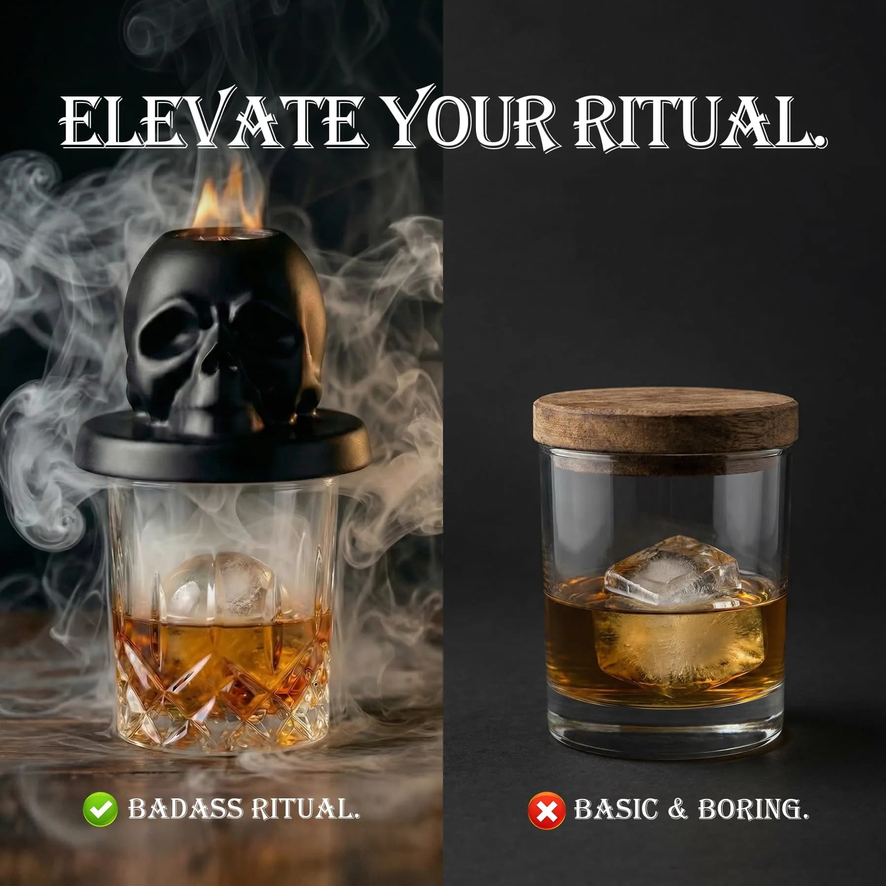OAGA Skull Whiskey Smoker Kit with Torch & Wood Chips | Portable Set - view 4