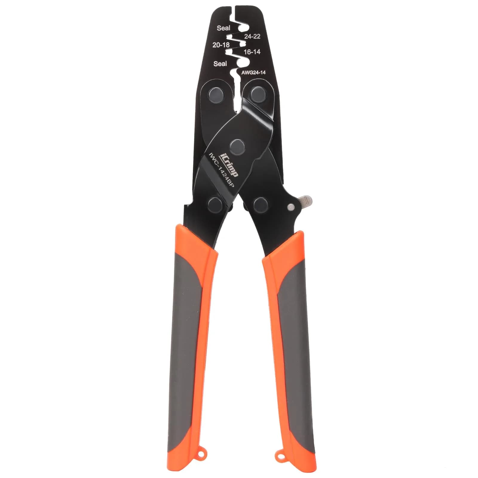 IWISS IWS-1424A Non Insulated Open Barrel Terminal Crimper AWG24-14 | Ergonomic Rubber Handle, 280g, Orange — Orange