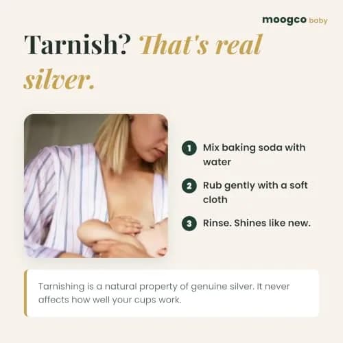 MOOGCO Original Silver Nursing Cups - Nipple Shields for Breastfeeding Newborn | 999k Tri-Laminate Silver thumbnail 9