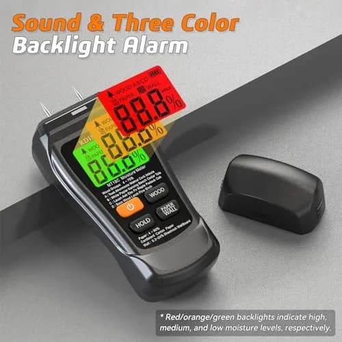 RDINSCOS Digital Moisture Meter for Wood, Drywall & Building Materials | Pin-Type Moisture Detector with 4 Modes & LCD Display thumbnail 4