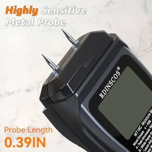 RDINSCOS Digital Moisture Meter for Wood, Drywall & Building Materials | Pin-Type Moisture Detector with 4 Modes & LCD Display thumbnail 6