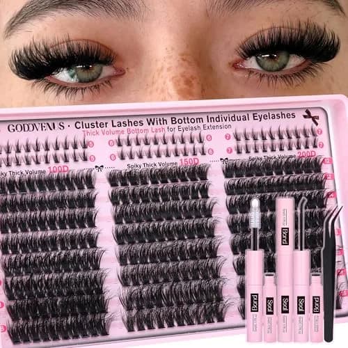 Goddvenus Fluffy Lash Clusters Kit D Curl Volume Cluster Eyelash Extensions 240pcs Upper + 60pcs Bottom Lashes - main product image