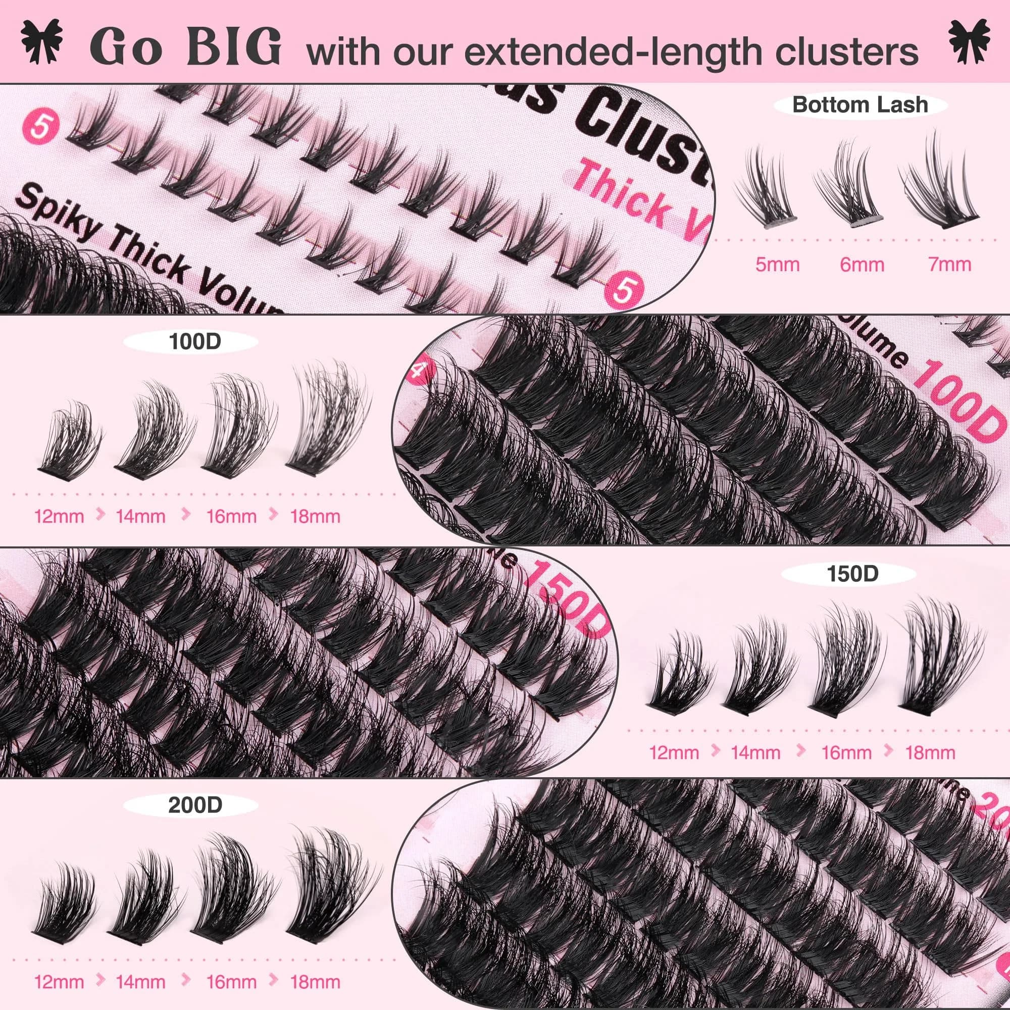 Goddvenus Fluffy Lash Clusters Kit D Curl Volume Cluster Eyelash Extensions 240pcs Upper + 60pcs Bottom Lashes - view 4