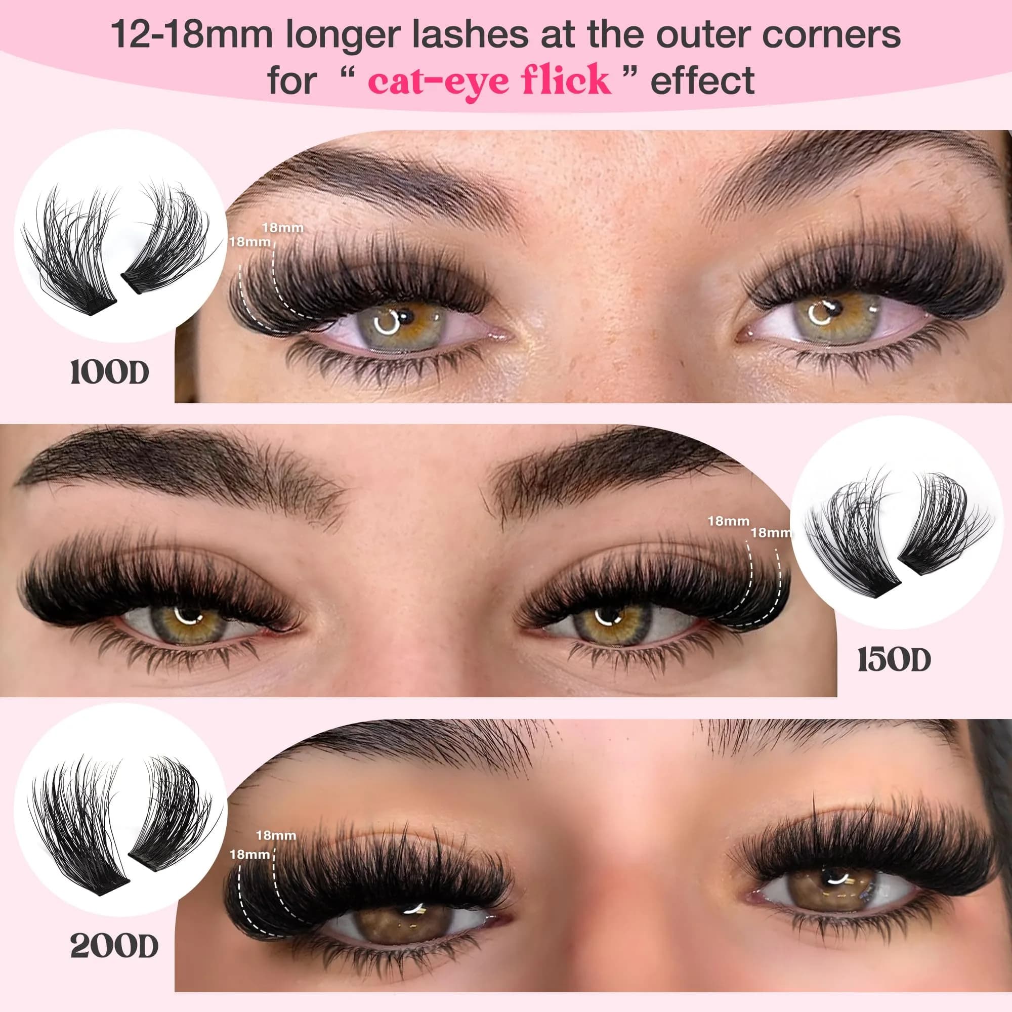 Goddvenus Fluffy Lash Clusters Kit D Curl Volume Cluster Eyelash Extensions 240pcs Upper + 60pcs Bottom Lashes - view 5