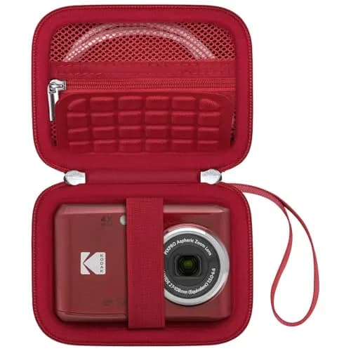 Canboc Carrying Case for Kodak PIXPRO FZ55/ FZ45 16MP Digital Camera, Red | Compact, Durable PU Shell with Mesh Pocket thumbnail 1