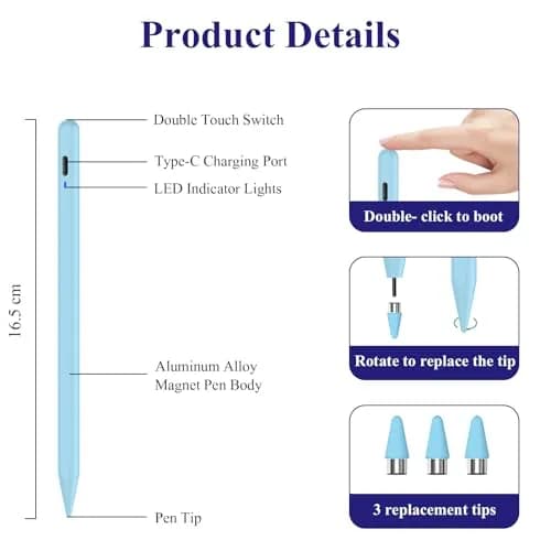 CMARS Stylus Pen for Android, Magnetic Phone Pencil, Fine Point Digital Touch Screen Pen, Compatible with iPhone/Samsung/Xiaomi/Huawei/Vivo - Blue thumbnail 4