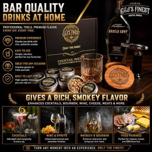 G & J's Finest Cocktail Smoker Kit with Torch, 6 Wood Chips & 2 Glasses | 4.5 inch thumbnail 5