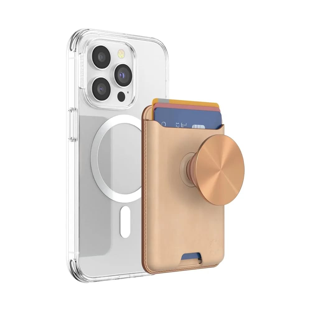 PopSockets Phone Wallet for MagSafe with Grip - Tan Nigiri | Slim Magnetic Card Holder & Stand — Tan Nigiri / One Size