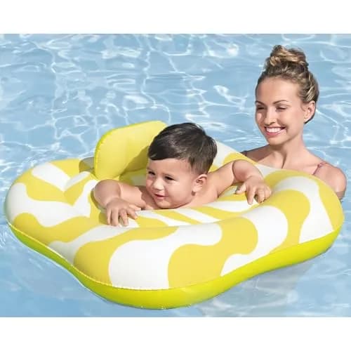 Swim Safe Comfort Plush Baby Float - Yellow Wavy Square | Water Entry Support for 12-24mo thumbnail 2