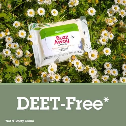 Quantum Buzz Away Extreme Mosquito & Tick Wipes | DEET-Free, 20 Count, Natural Essential Oils for Outdoor Protection thumbnail 4