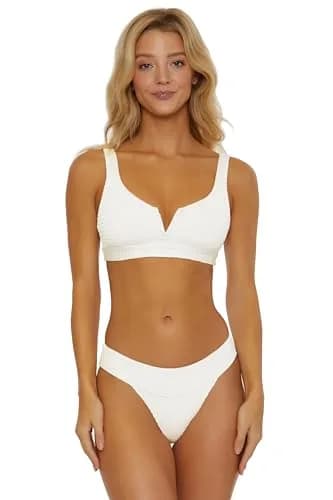 ISABELLA ROSE Maza - Women's Banded Bikini Bottom, Cheeky Coverage, Swimwear Separates for Women, Cloud, Small thumbnail 4