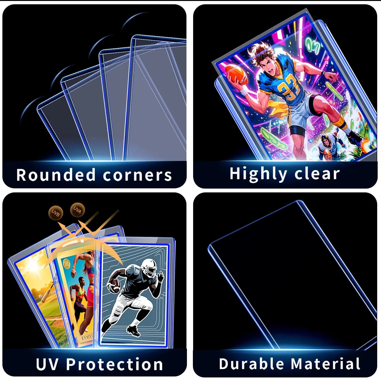 TRUGQ 200 Card Sleeves & Toploaders Set | Premium Card Protection for Sports & Collectible Cards (100 Hard + 100 Soft) - view 2