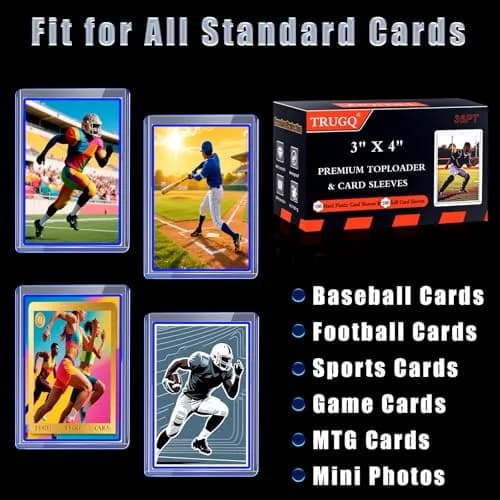 TRUGQ Card Sleeves Toploaders Set (200 Count) | 3" x 4" Hard Plastic Protectors with Soft Sleeves for Baseball, Sports, K-Pop Cards thumbnail 3