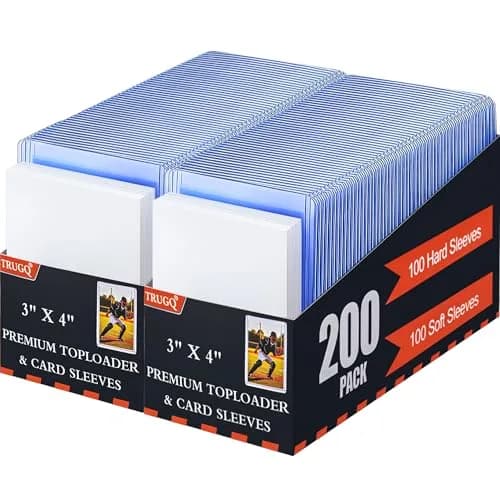 TRUGQ Card Sleeves Toploaders Set 400ct (200 Hard, 200 Soft) | Protects Standard 3"x4" Cards thumbnail 1
