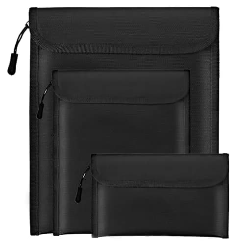 Lihengkong Fireproof Waterproof Document Bag 3-Pack Black | Extreme Fire & Waterproof Security for Valuables thumbnail 1