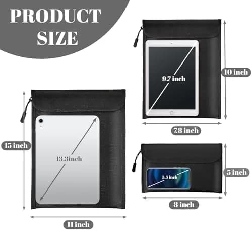 Lihengkong Fireproof Waterproof Document Bag 3-Pack Black | Extreme Fire & Waterproof Security for Valuables thumbnail 2
